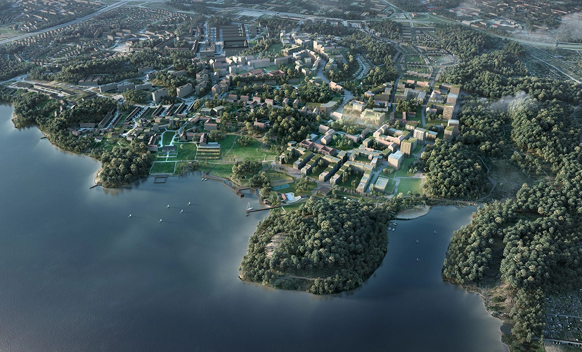 Stora Sköndal and Lake Drevviken · illustrative masterplan